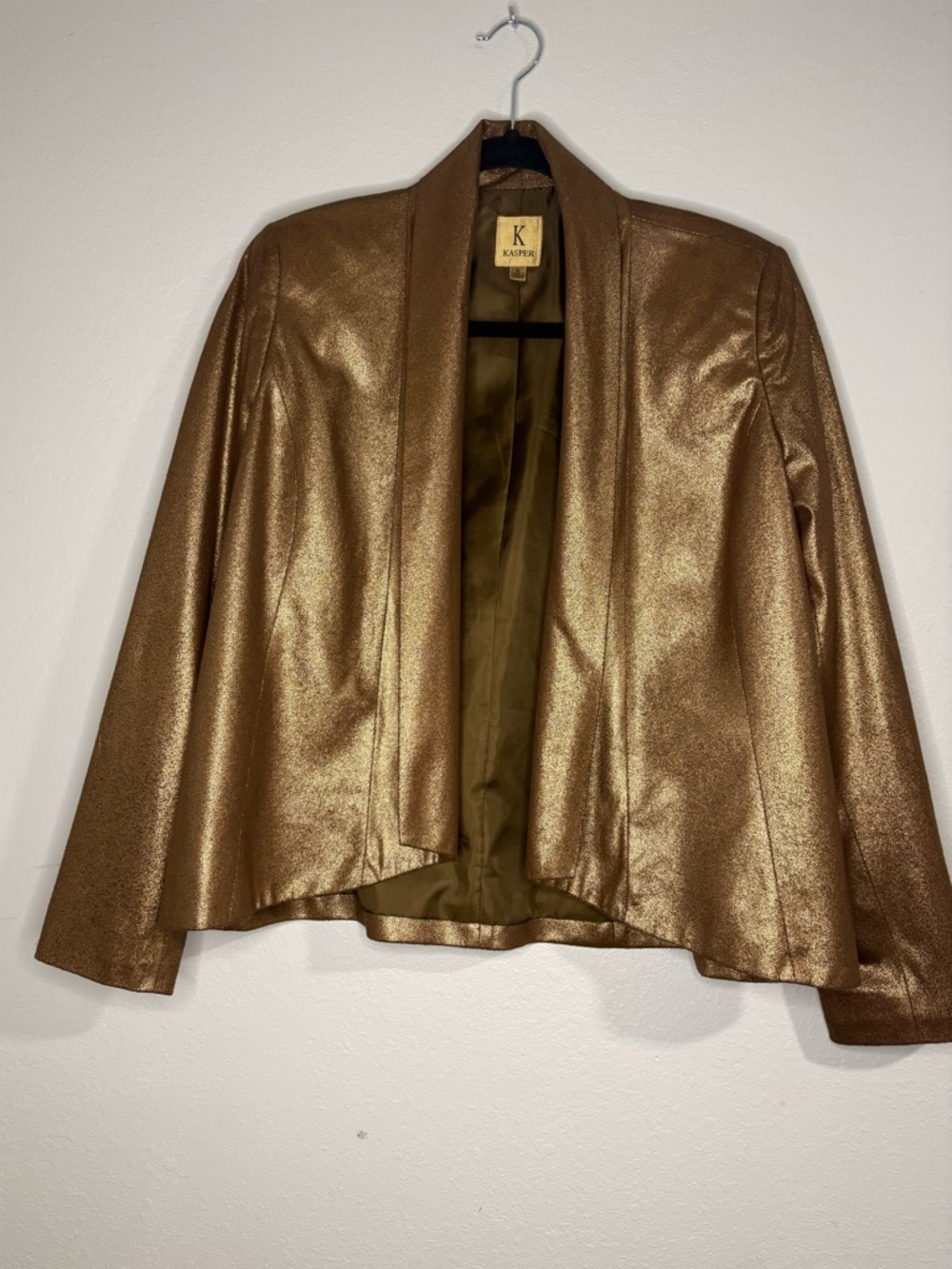 Kasper Metallic Bronze Open Front Blazer